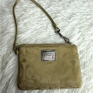COACH Poppy Tan Signature Canvas Wristlet